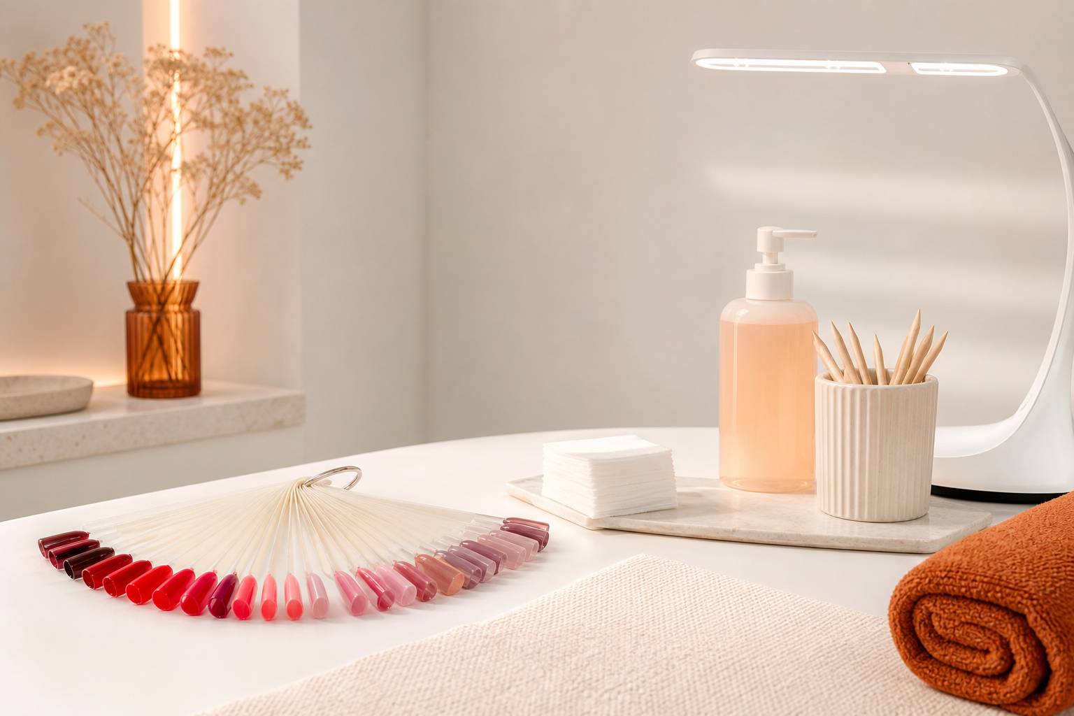 Nuancier de vernis semi-permanent en dégradé de couleurs avec lampe LED