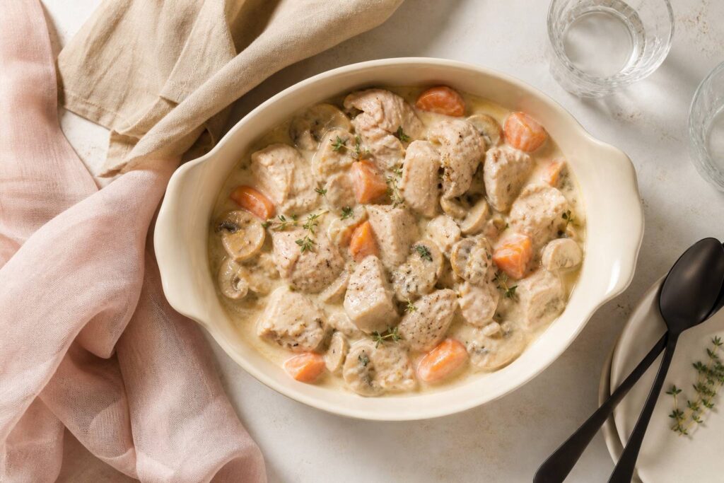 Délicieuse blanquette de dinde : un classique réconfortant revisité, Blanquette de dinde crémeuse : un