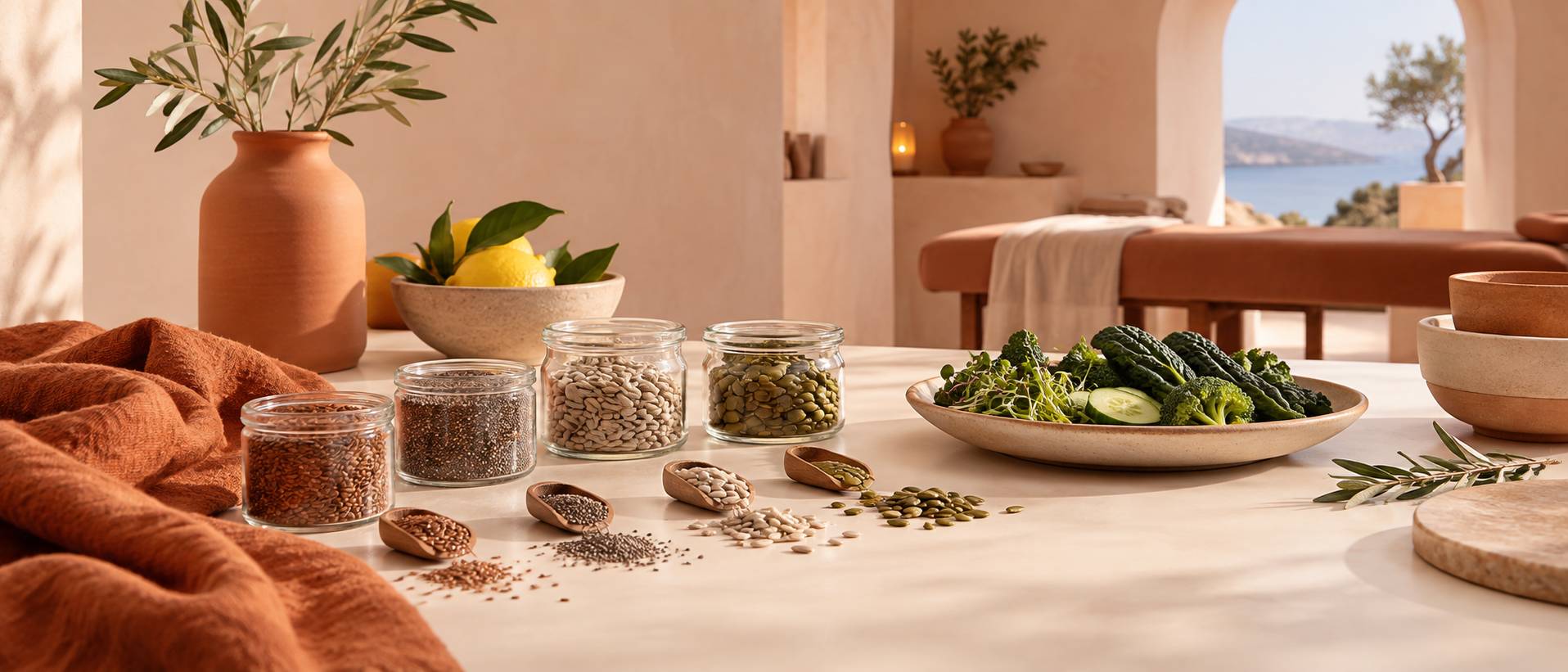 Bol de yaourt garni de graines variées et de fruits frais coupés