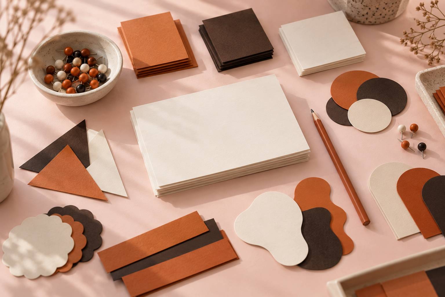 Formes de papier classees par groupes sur une table claire