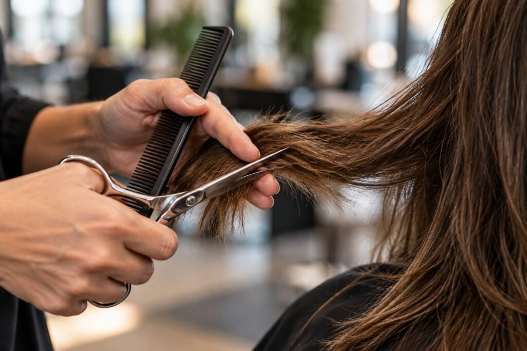 Illustration de détail sur le sujet : Expliquer la coupe qu’on veut à son coiffeur : le vocabulaire